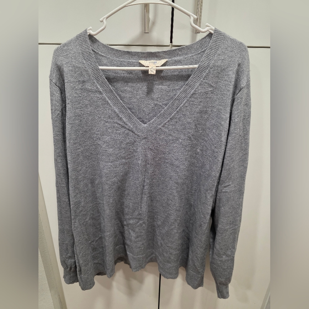 Gray V-Neck Women's Sweater